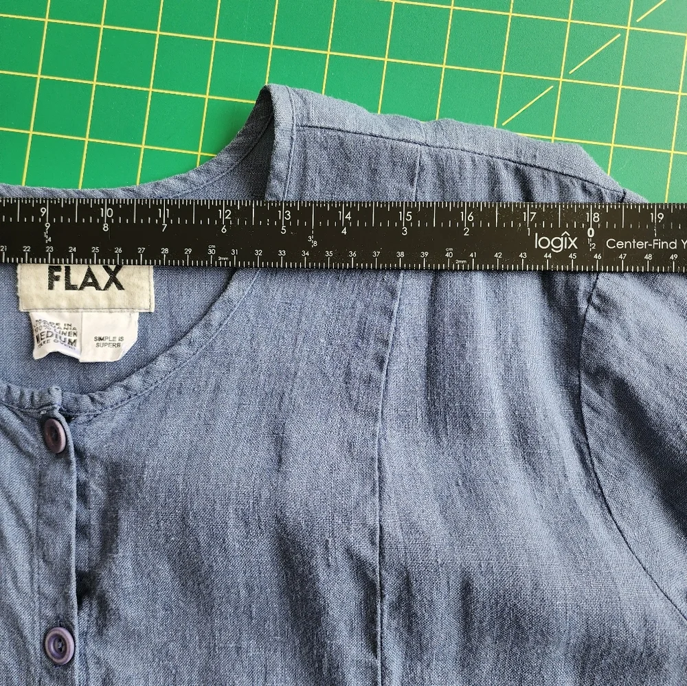 Flax Lightweight Long-Sleeve Linen Button Cardigan - Dusty Blue - Picture 7 of 12